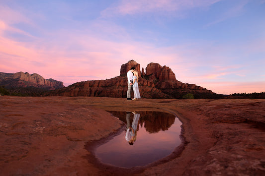 sedona elopement bride and groom at secret slick rock